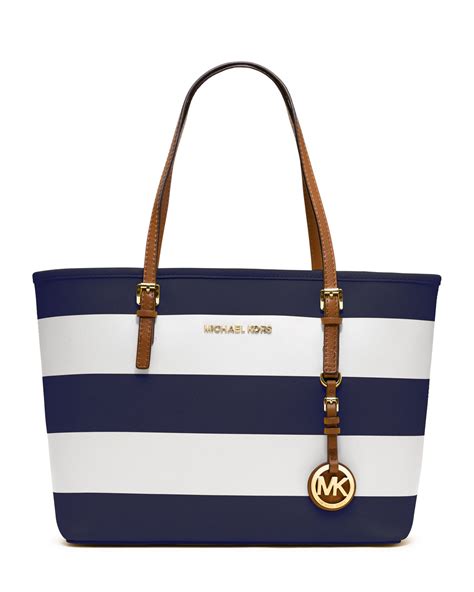 navy blue and white striped michael kors bag|Michael Kors outlet blue purse.